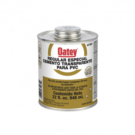 Venta de PEGAMENTO PARA PVC TRANSPARENTE 1/4GL 32OZ 946ML OATEY