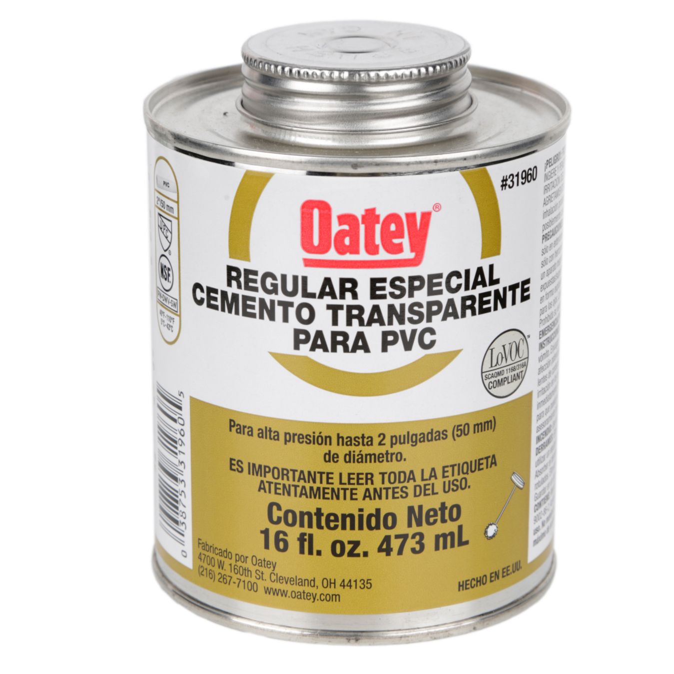 Venta de PEGAMENTO PARA PVC TRANSPARENTE 1/8GL 16OZ 473ML OATEY
