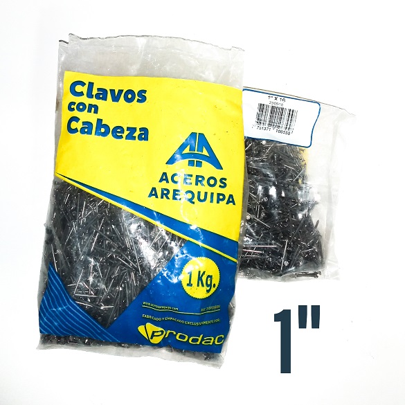 Venta de CLAVOS PARA MADERA 1" CON CABEZA X KG PRODAC