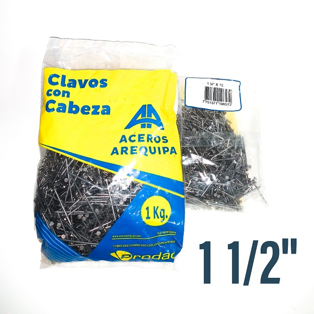 CLAVOS PARA MADERA 1 1/2" CON CABEZA X KG PRODAC