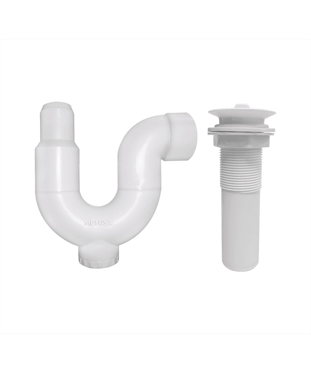 Venta de TRAMPA U CON REGISTRO 2 CON DESAGUE DE LAVATORIO 1 1/2 BLANCO METUSA