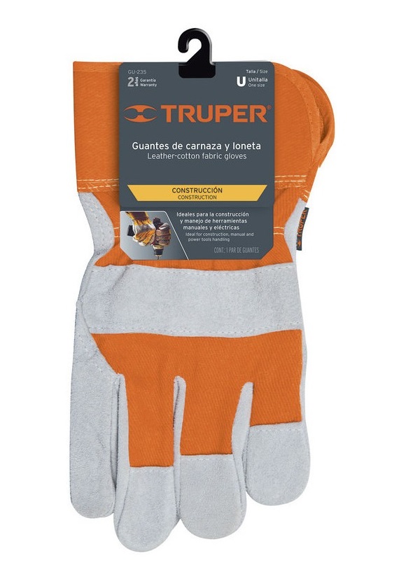 GUANTES CUERO Y LONETA PUÑO SEGURIDAD UNITALLA TRUPER