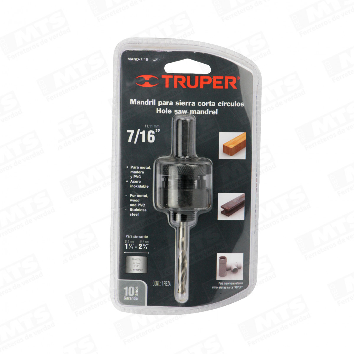 Venta de MANDRIL GUIA PARA SIERRA COPA BIMETALICA 7/16 TRUPER
