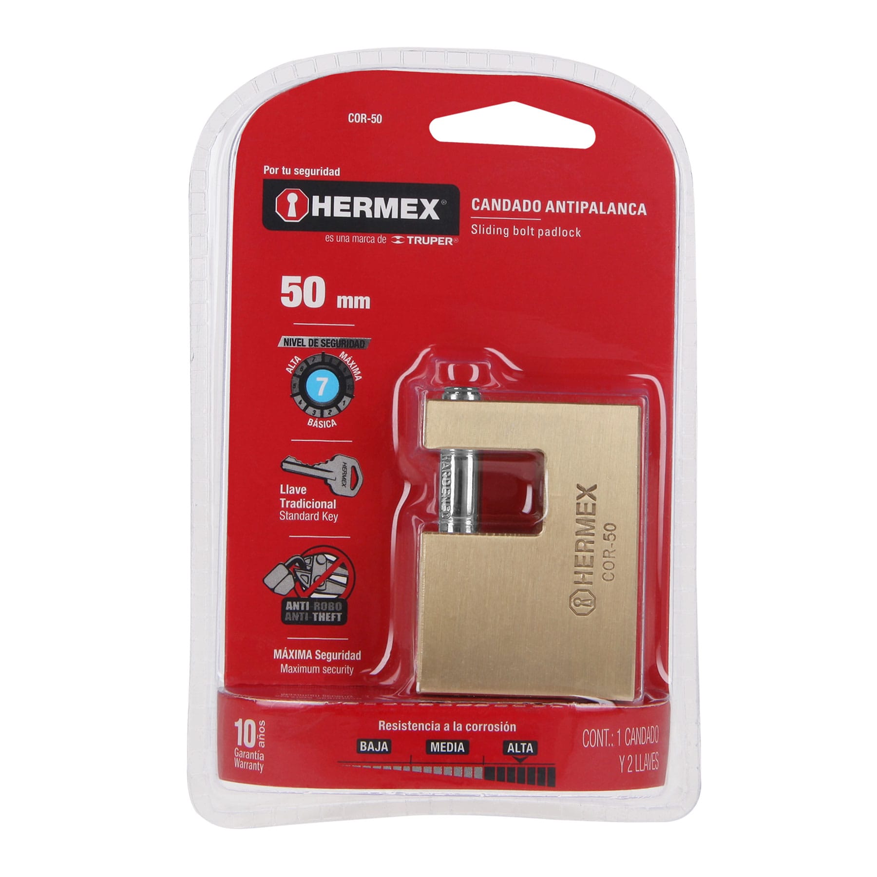 Venta de CANDADO ANTIPALANCA 50MM HERMEX